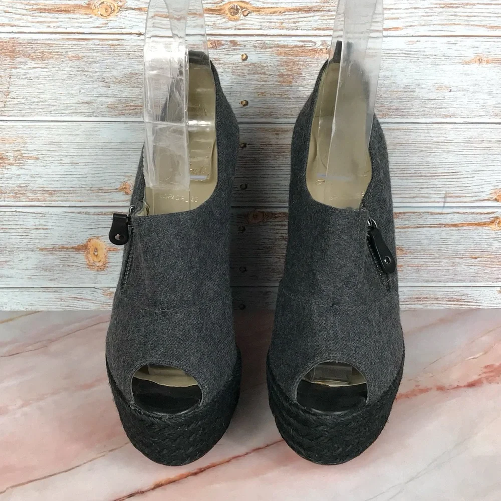 Christian Louboutin Deroba Platform Wedge Peep-toe Gray Espadrille